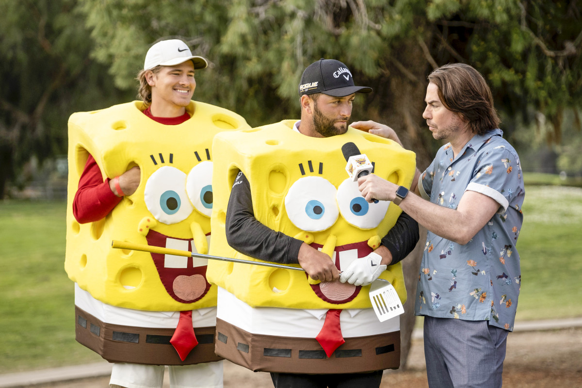 Rahm (center) claims he wouldn’t have even competed in the Slime Cup if he wasn’t going to get doused in the radioactive-looking stuff. “That’s the whole fun of it, right?” he asks.